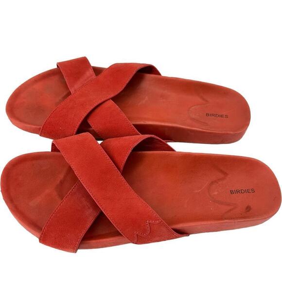 Birdies The Robin Persimmon Suede Slide Sandals Shoes Orange Womens Size 10 - Picture 2 of 6